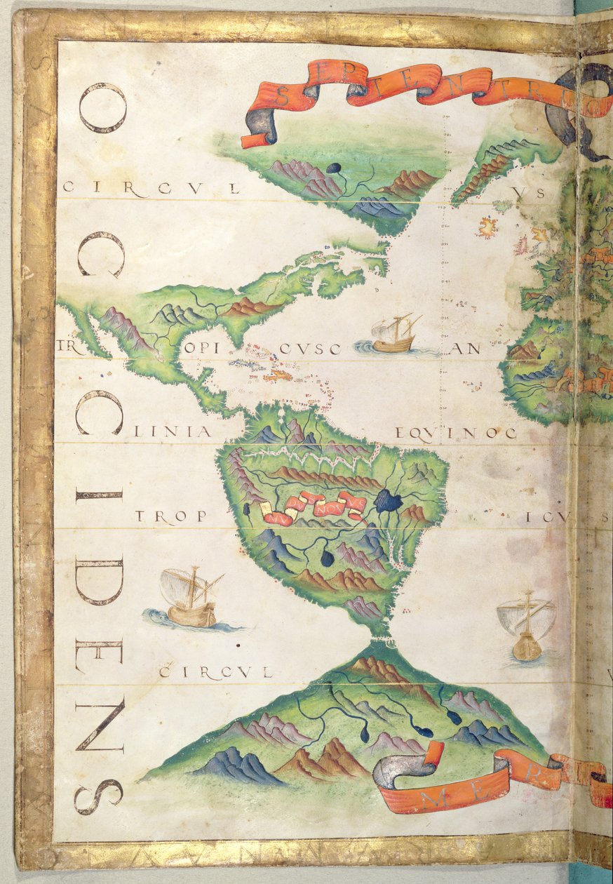 Las Américas, detalle del atlas mundial, 1565 de Diego Homem
