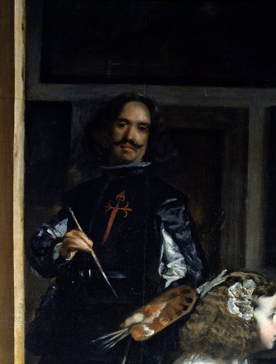 Las Meninas. Detalle: autorretrato del pintor ante su caballete de Diego Rodriguez de Silva y Velazquez
