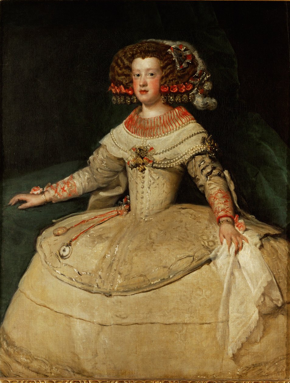 María Teresa, infanta, hija del rey Felipe IV de España y de su esposa Isabel, se casó con Luis XIV de Francia ... (óleo sobre lienzo) de Diego Rodriguez de Silva y Velazquez