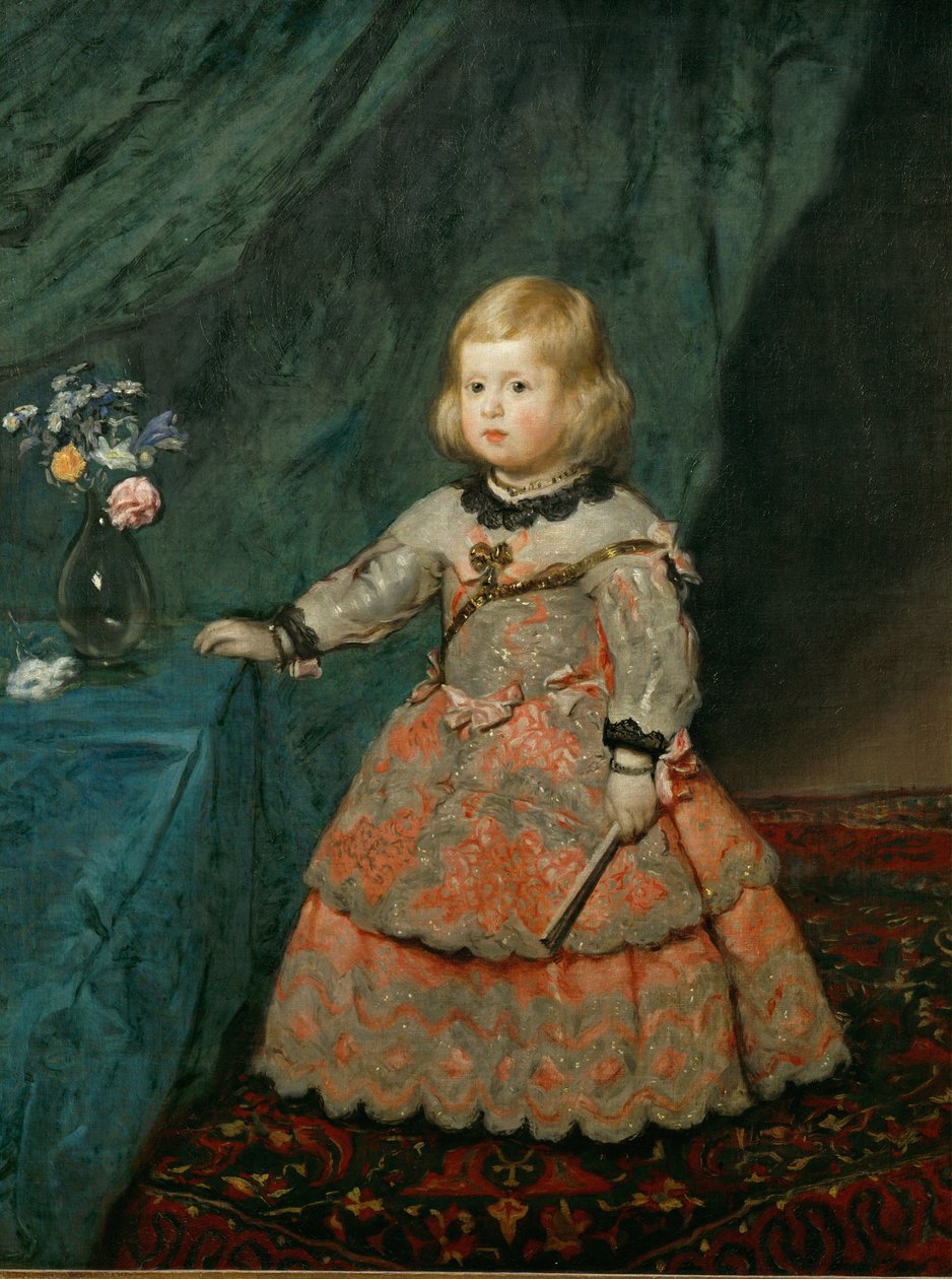 La Infanta Margarita Teresa con vestido rosa ... (pintura sobre lienzo) de Diego Rodriguez de Silva y Velazquez