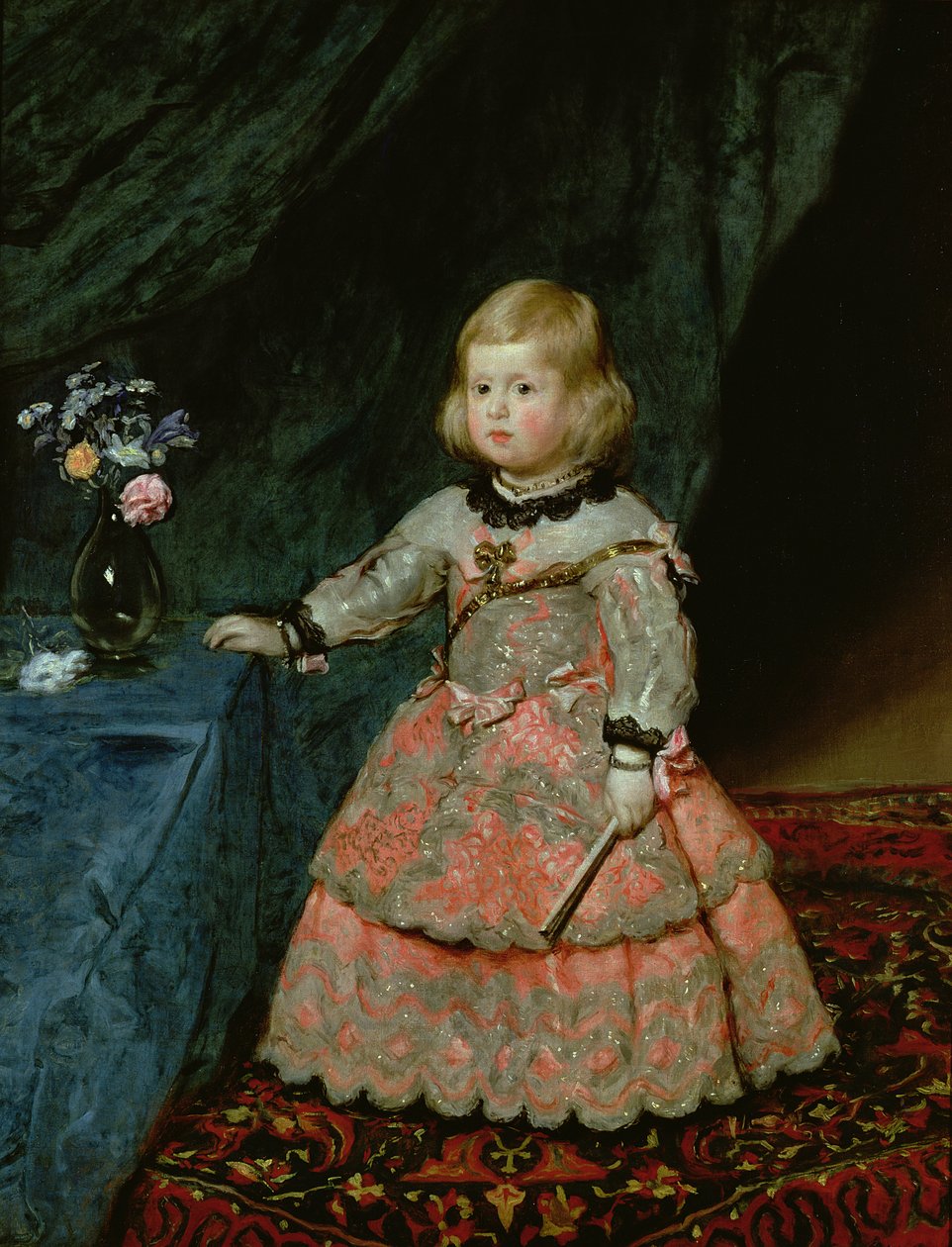 La infanta Margarita Teresa de España en un vestido rojo de Diego Velázquez