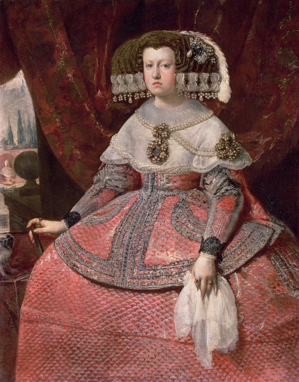 Reina María Ana de España con un vestido rojo, 1655-60 de Diego Velázquez