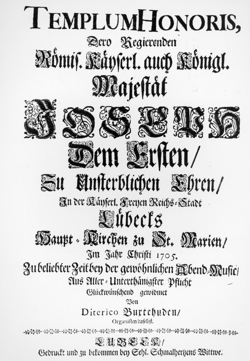Portada de Abendmusik, 1705 de Dietrich Buxtehude