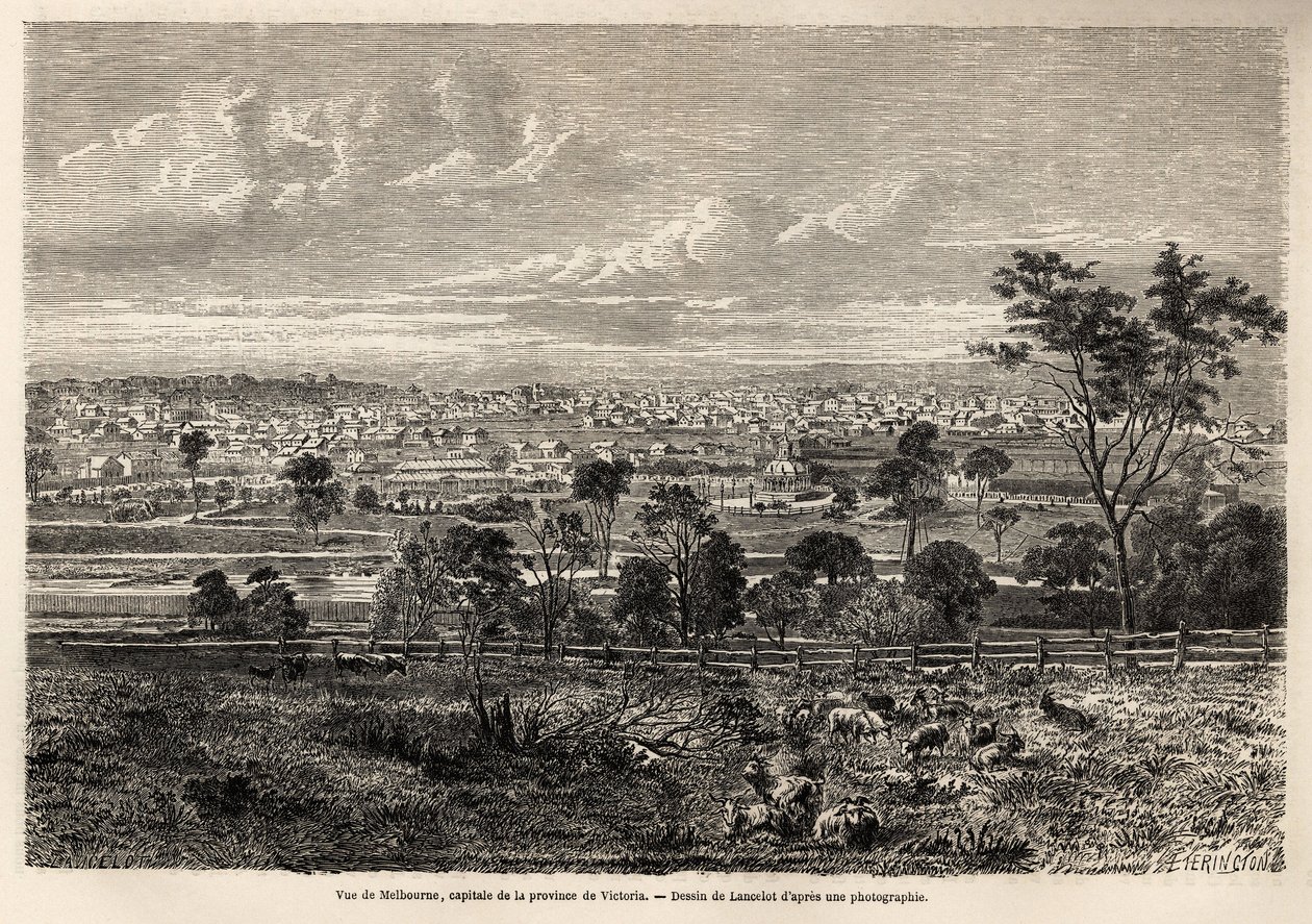 Vista de Melbourne (Australia) de Dieudonne Auguste Lancelot