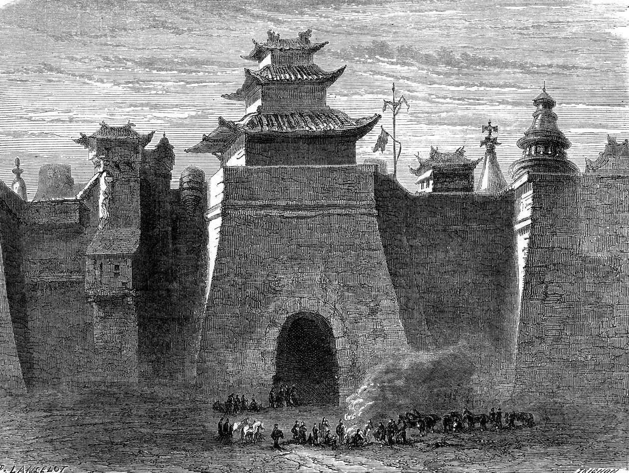 Murallas y Puerta de PEKIN, China de Dieudonne Auguste Lancelot