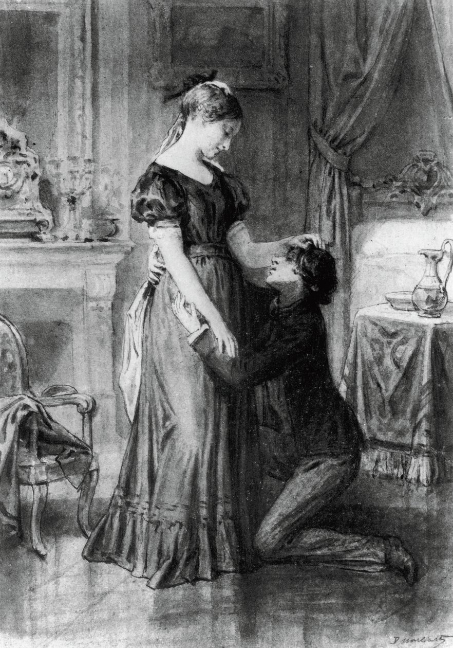 Ilustración de Confesión de niño del siglo, novela de Alfred de Musset (1810-1857), grabado según dibujo de Diogene Ulyssee Napoleón Maillart (1840-1926). de Diogene Ulysse Napoleon Maillart