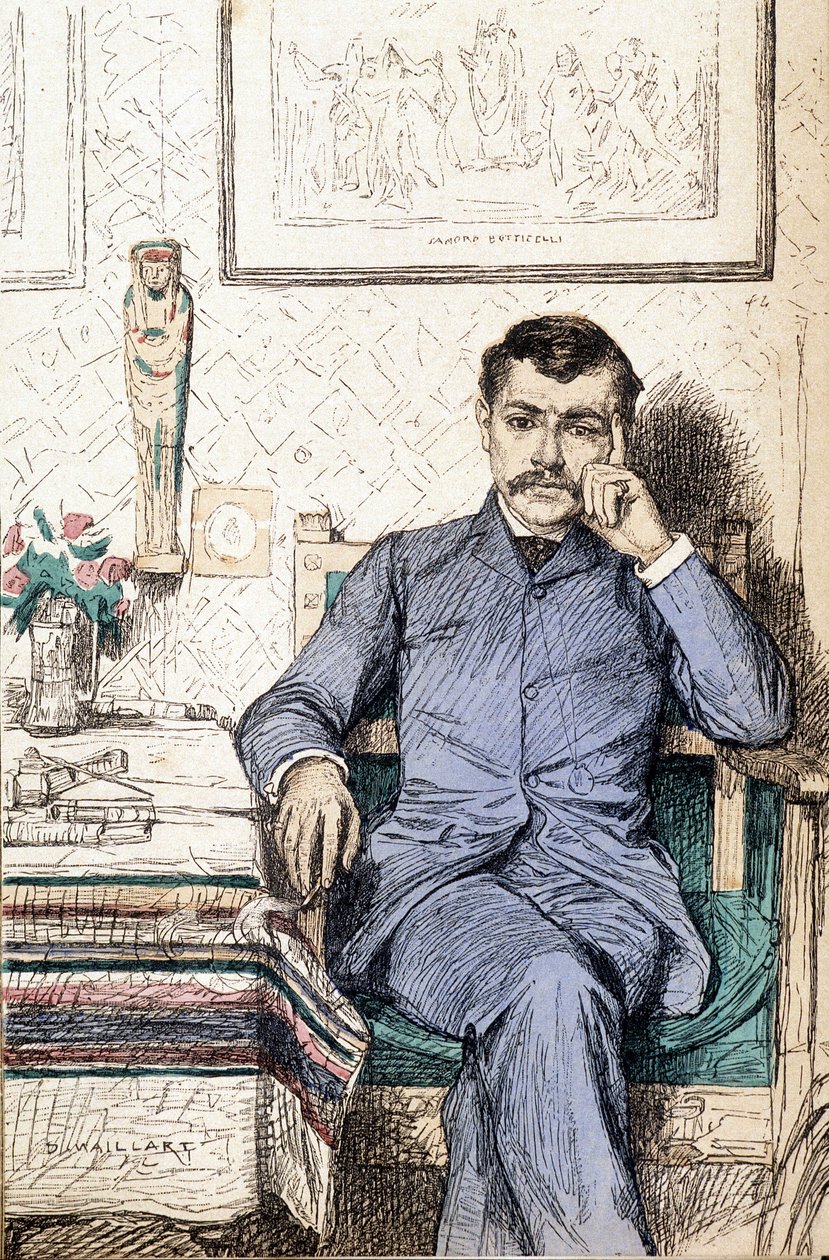 Retrato de Paul Bourget, novelista francés (1852-1935) (grabado) de Diogene Ulysse Napoleon Maillart