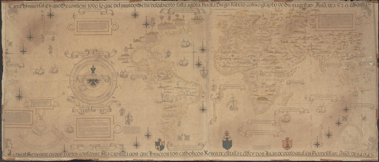 Mapa mundial de propaganda, 1529 de Diogo Ribeiro