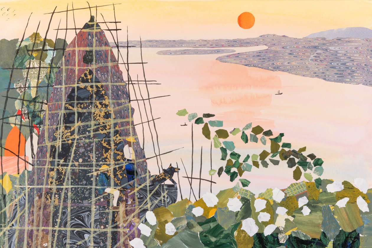 Hombres al amanecer, India, 2020 (collage) de Dione Verulam