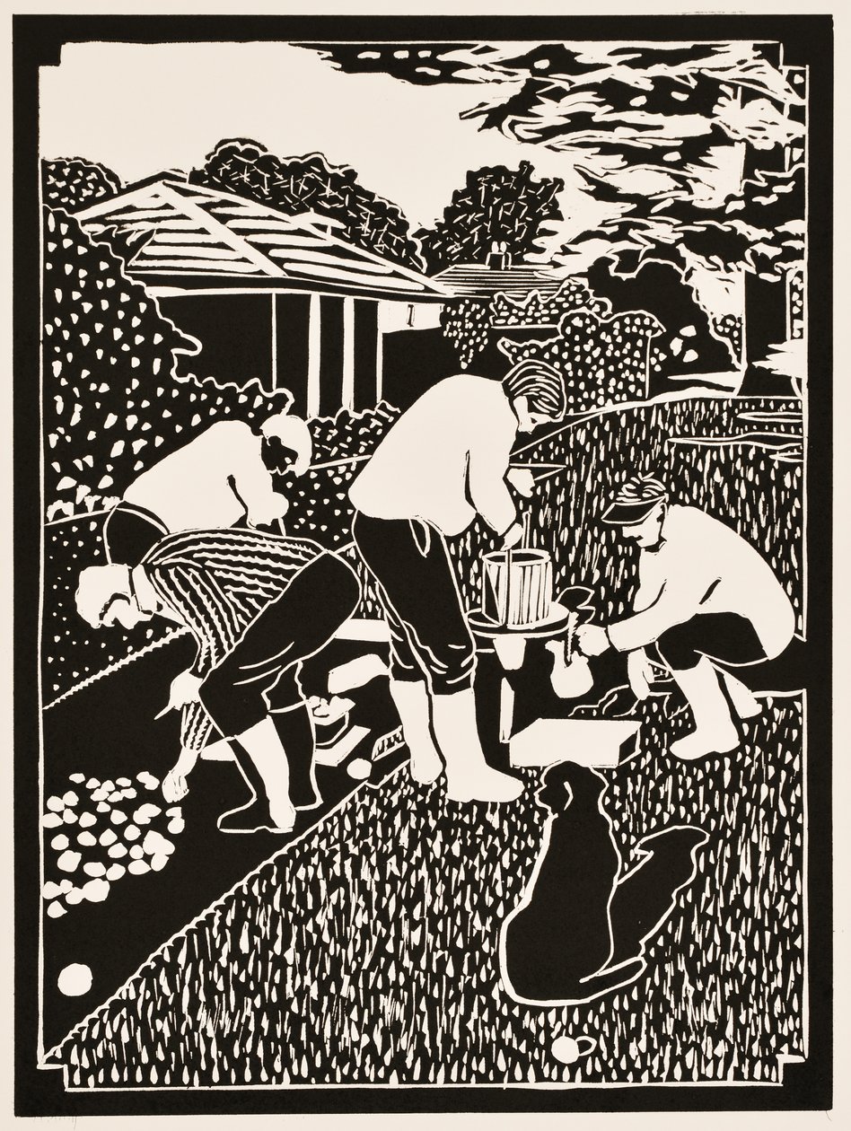 Meses del año: Octubre, 2012 (linograbado) de Dione Verulam