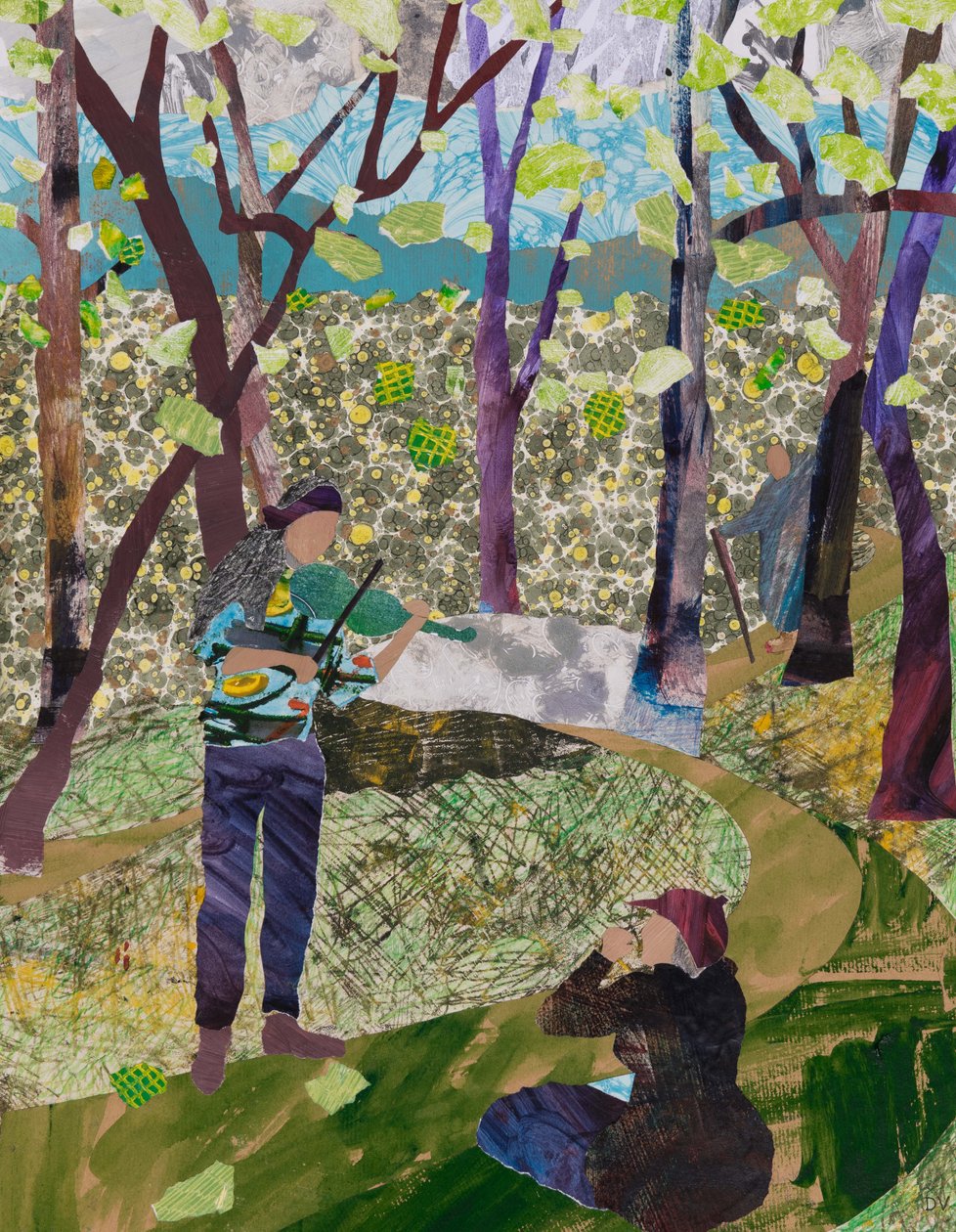 Jugando al canto de los pájaros (collage) de Dione Verulam