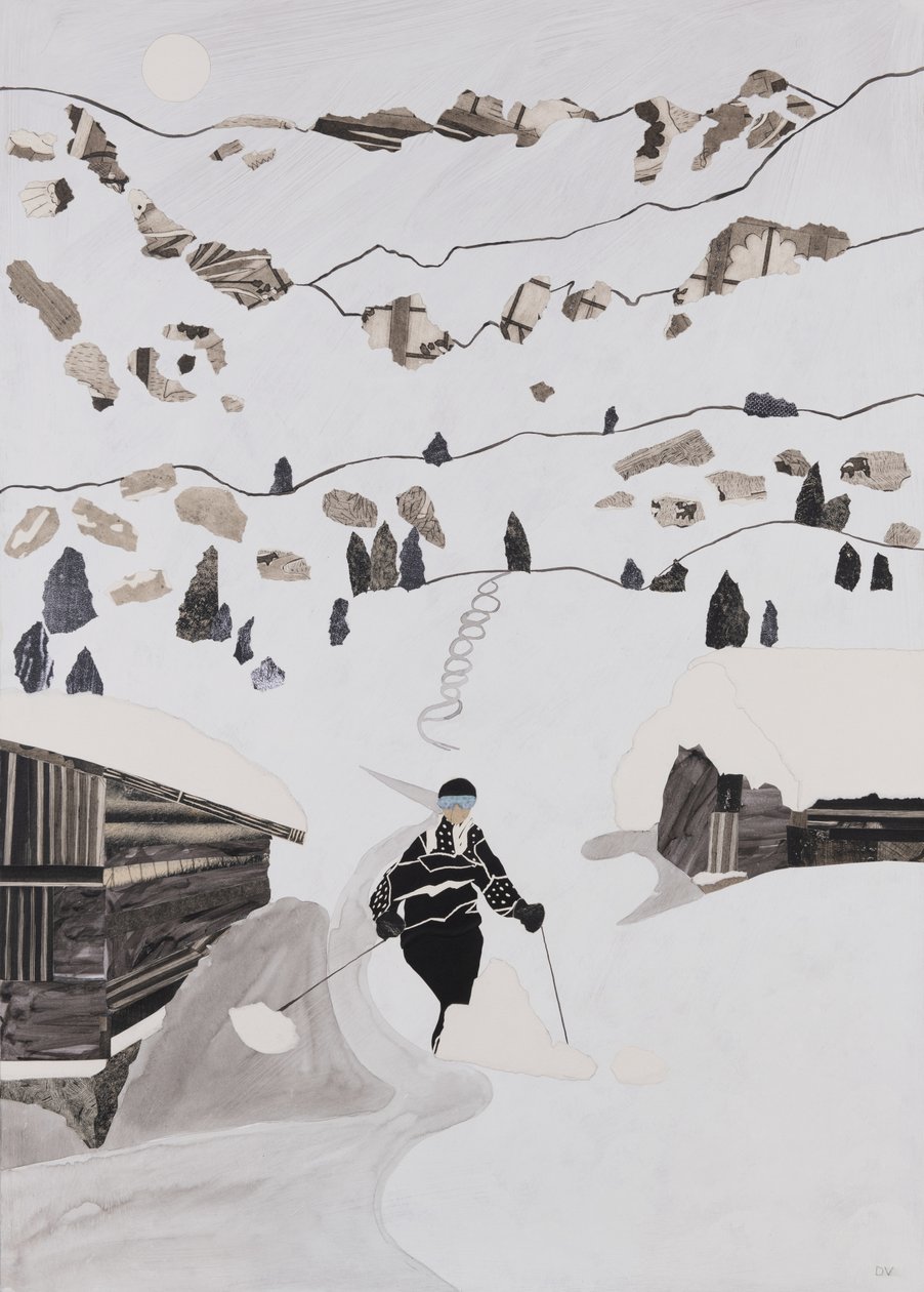 Esquiando hasta el almuerzo (collage) de Dione Verulam