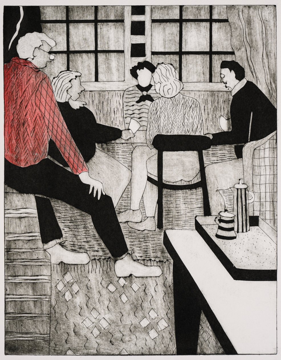 El profesor del puente (collagraph) de Dione Verulam