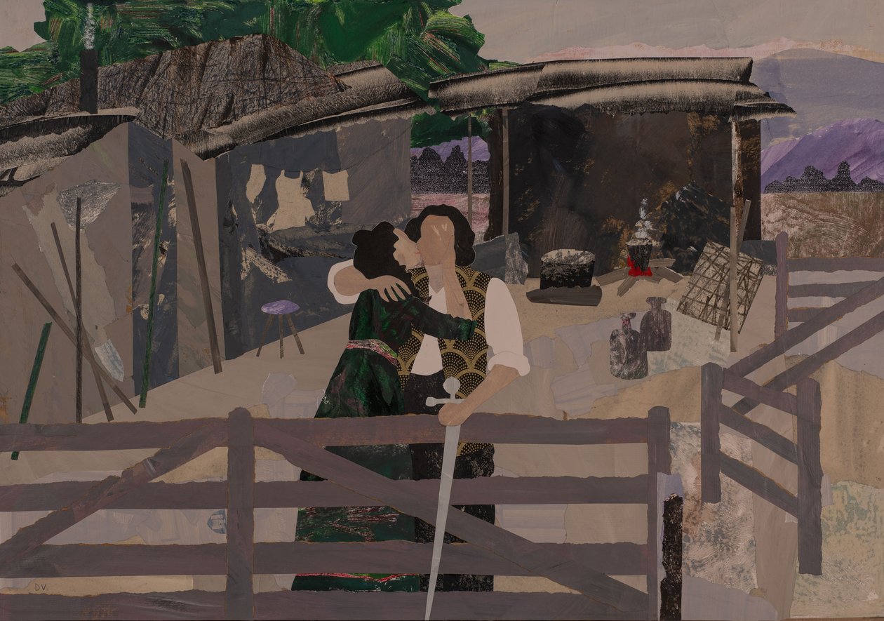 La despedida en la cabaña de Hunding, Ciclo del Anillo de Wagner, 2024 (collage) de Dione Verulam