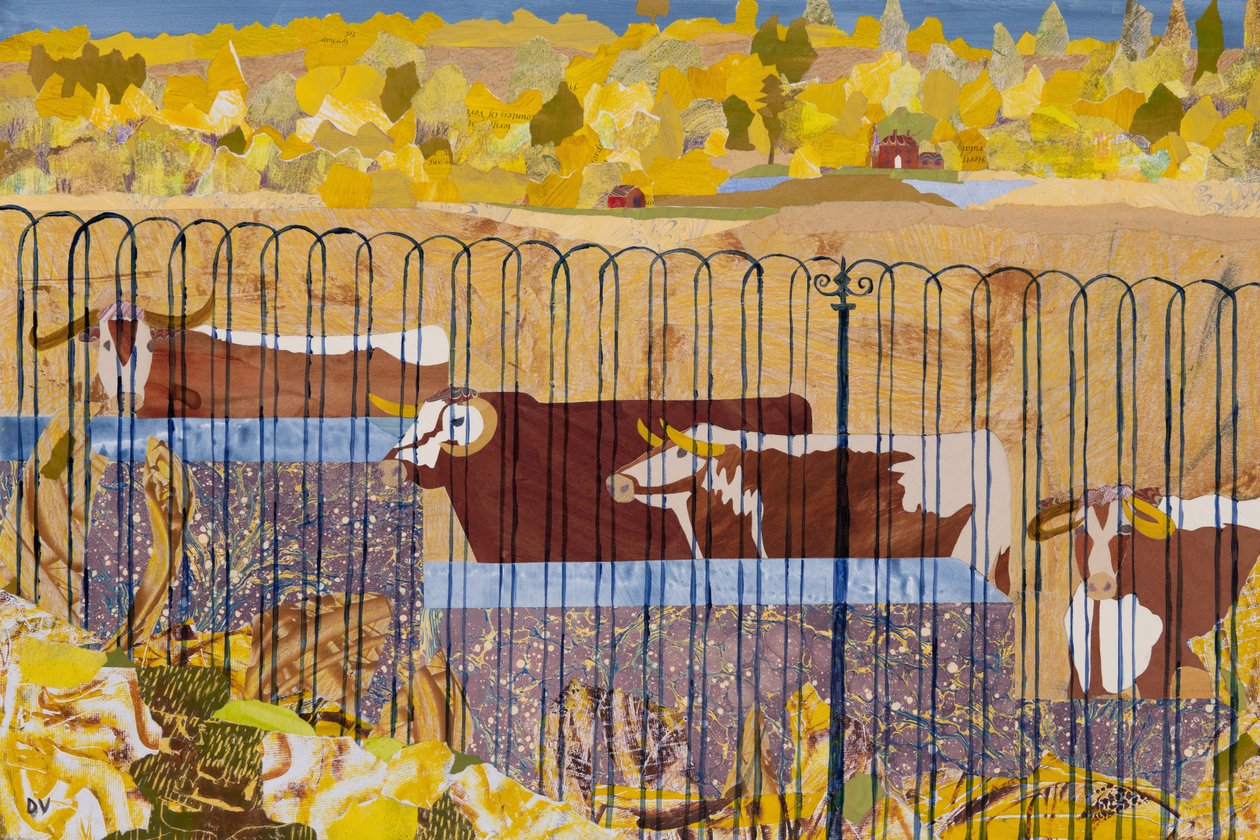 Cuernos largos sedientos, verano caluroso (collage) de Dione Verulam