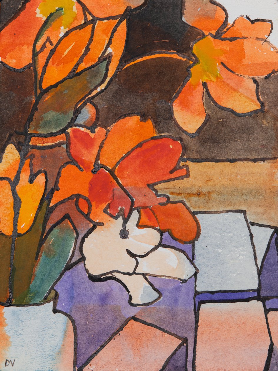 Tulipanes (acuarela y tinta) de Dione Verulam