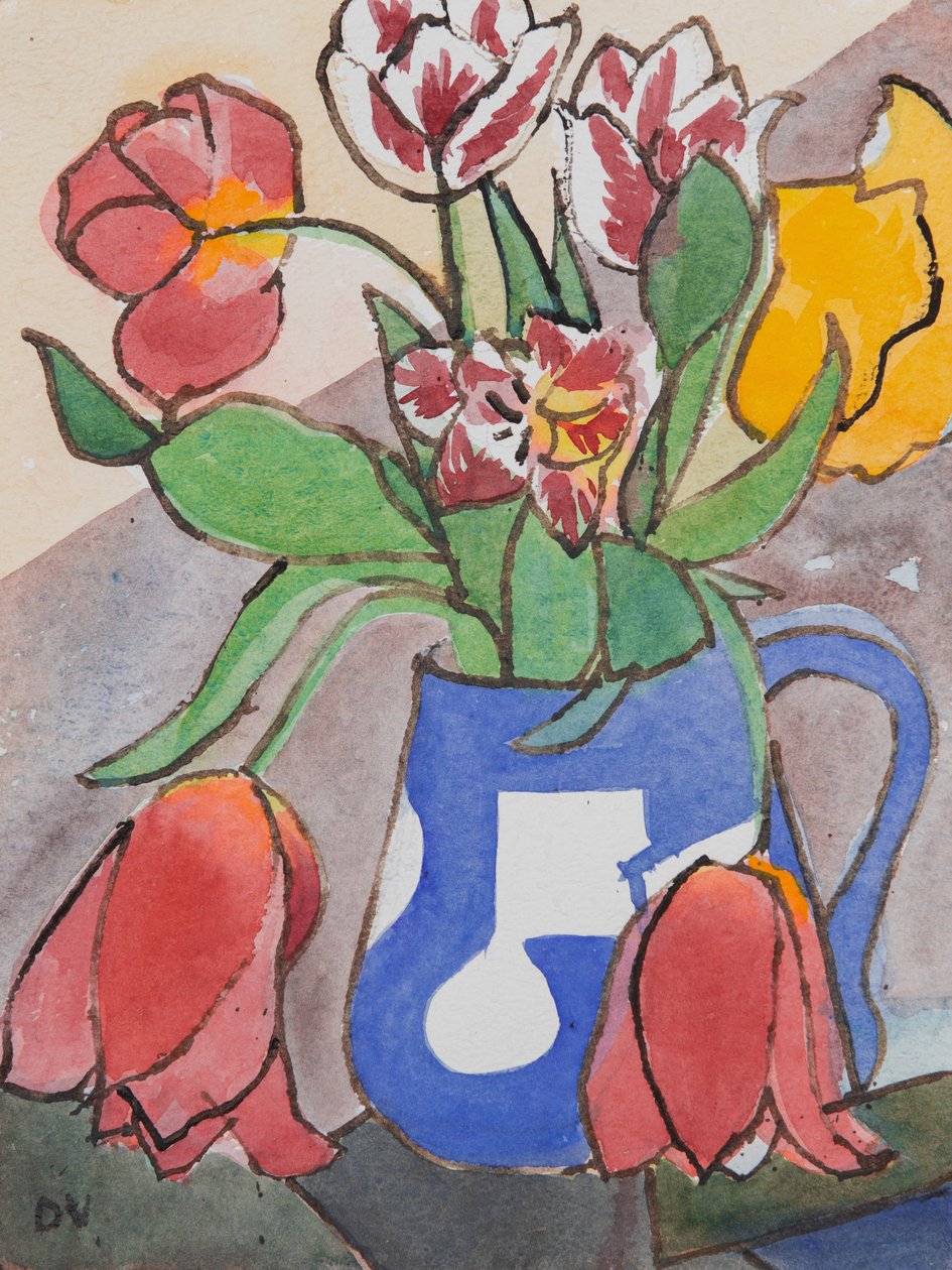 Tulipanes (acuarela y tinta) de Dione Verulam