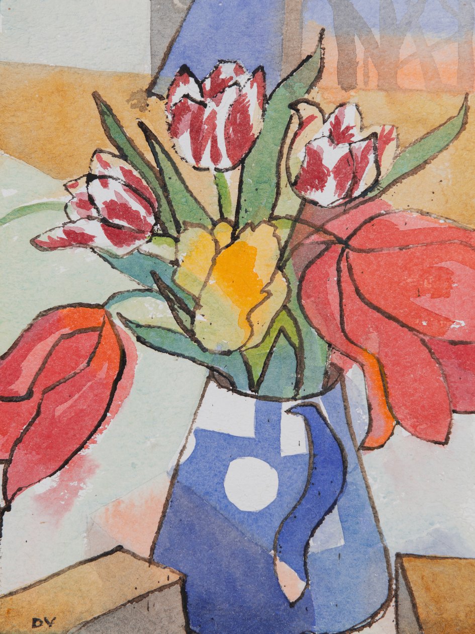 Tulipanes (acuarela y tinta) de Dione Verulam