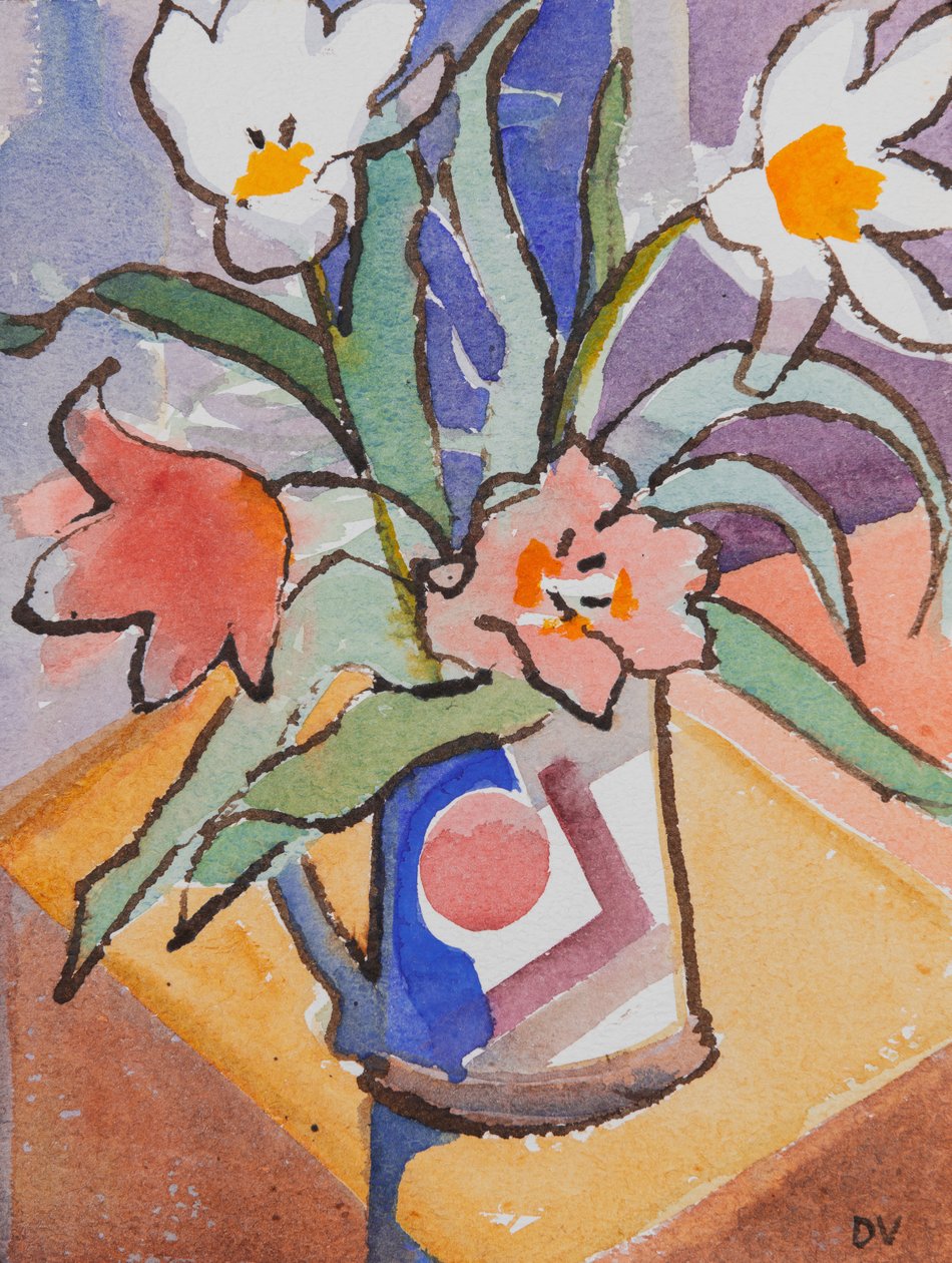 Tulipanes (acuarela y tinta) de Dione Verulam