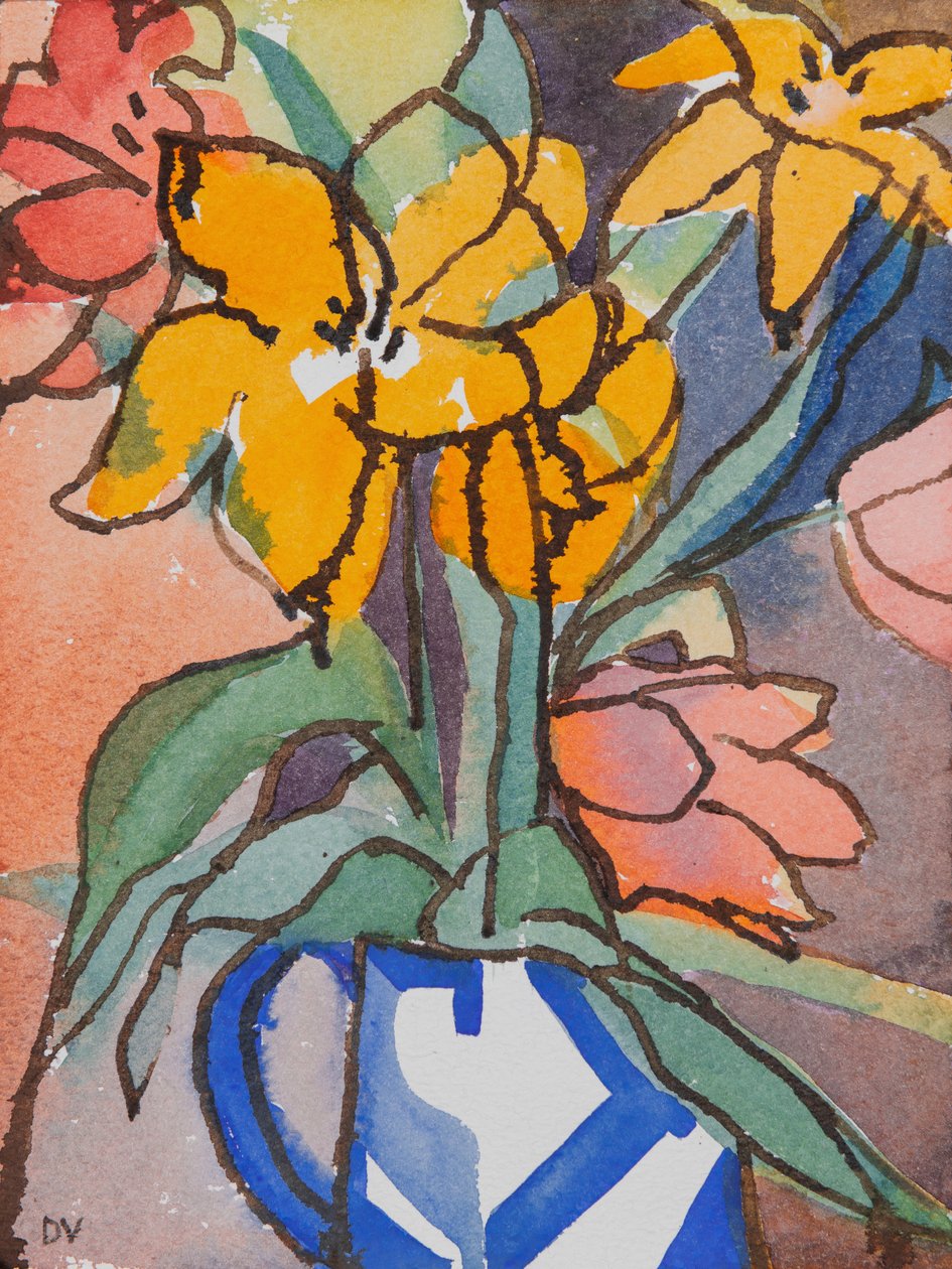 Tulipanes (acuarela y tinta) de Dione Verulam