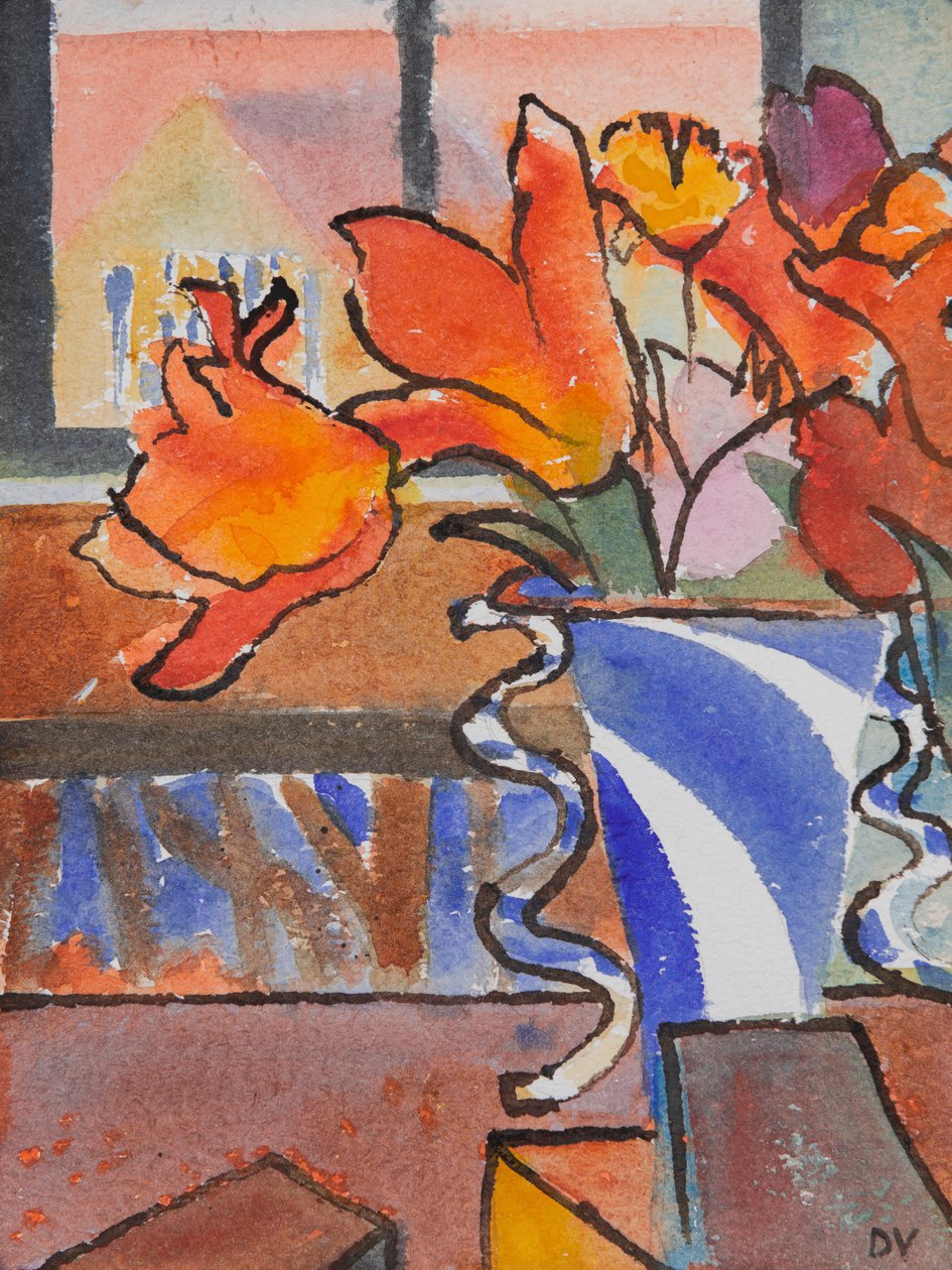 Tulipanes (acuarela y tinta) de Dione Verulam