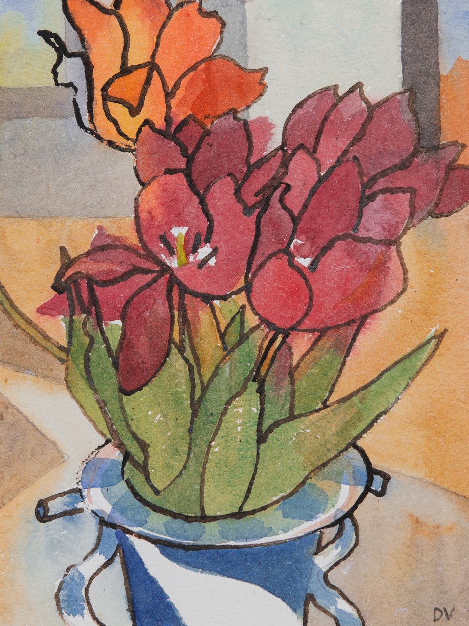 Tulipanes (acuarela y tinta) de Dione Verulam