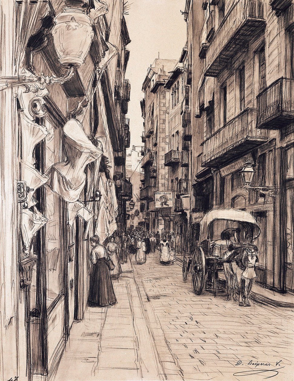 Calle Boira hacia la Plaza de la Llana, Barcelona de Dionisio Baixeras Verdaguer