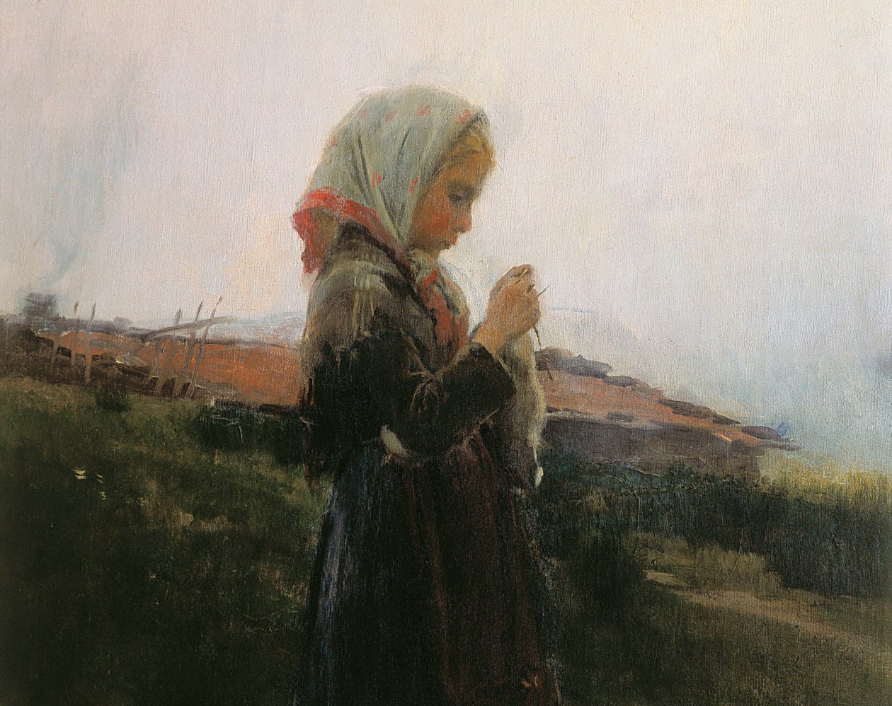 Tejiendo, (detalle) de Dionisio Baixeras Verdaguer