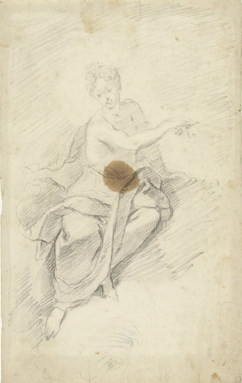 Estudio de una ninfa o diosa sentada en las nubes de Dionys van Nijmegen (possibly)