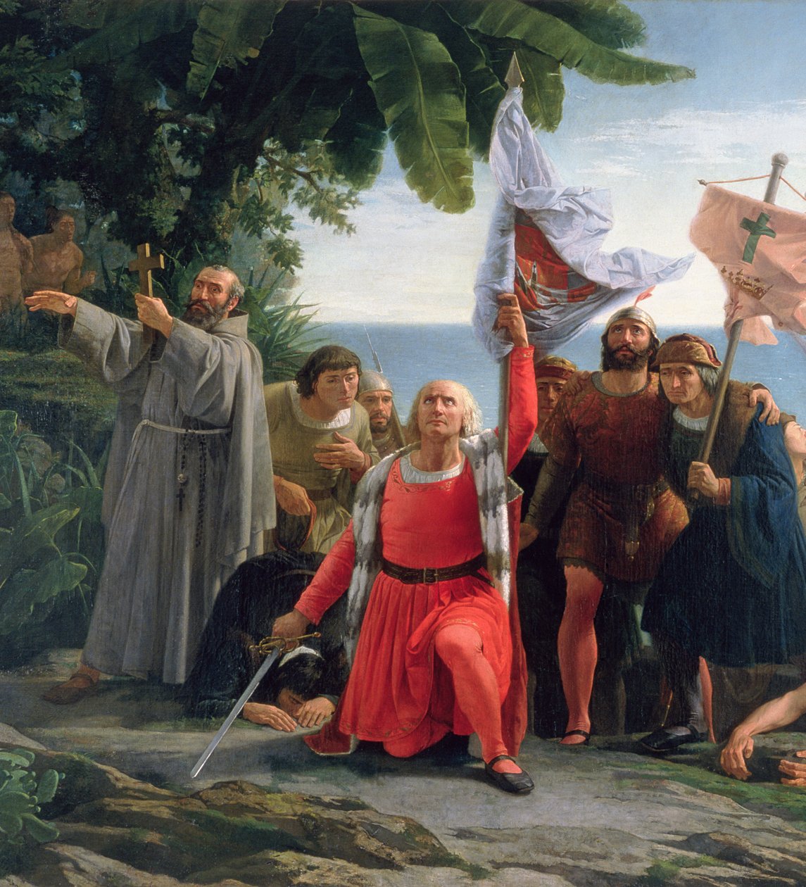 El primer desembarco de Cristóbal Colón (1450-1506) en América, 1862 de Dioscoro Teofilo Puebla Tolin