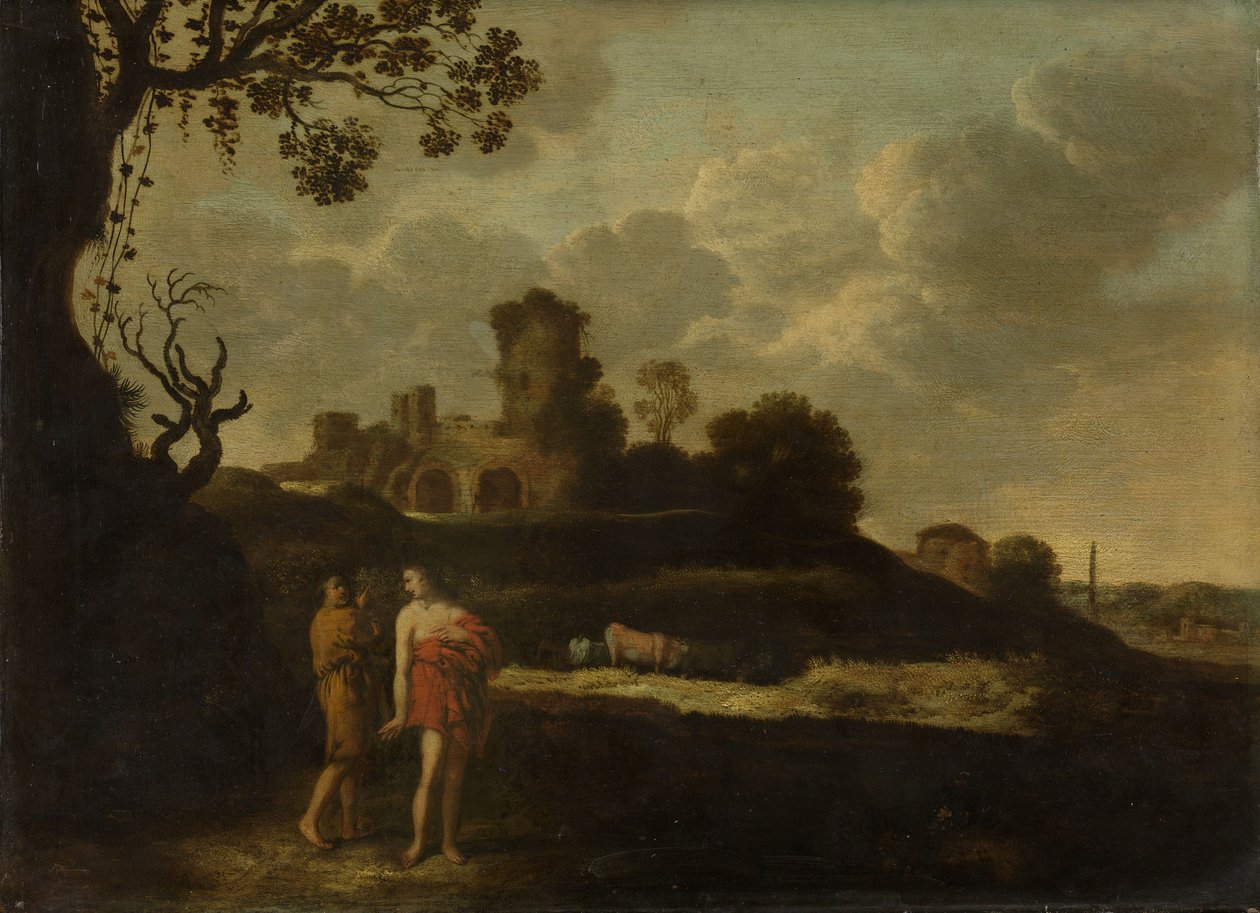 Paisaje arcadiano con pastores y vacas de Dirck Dalens the Elder