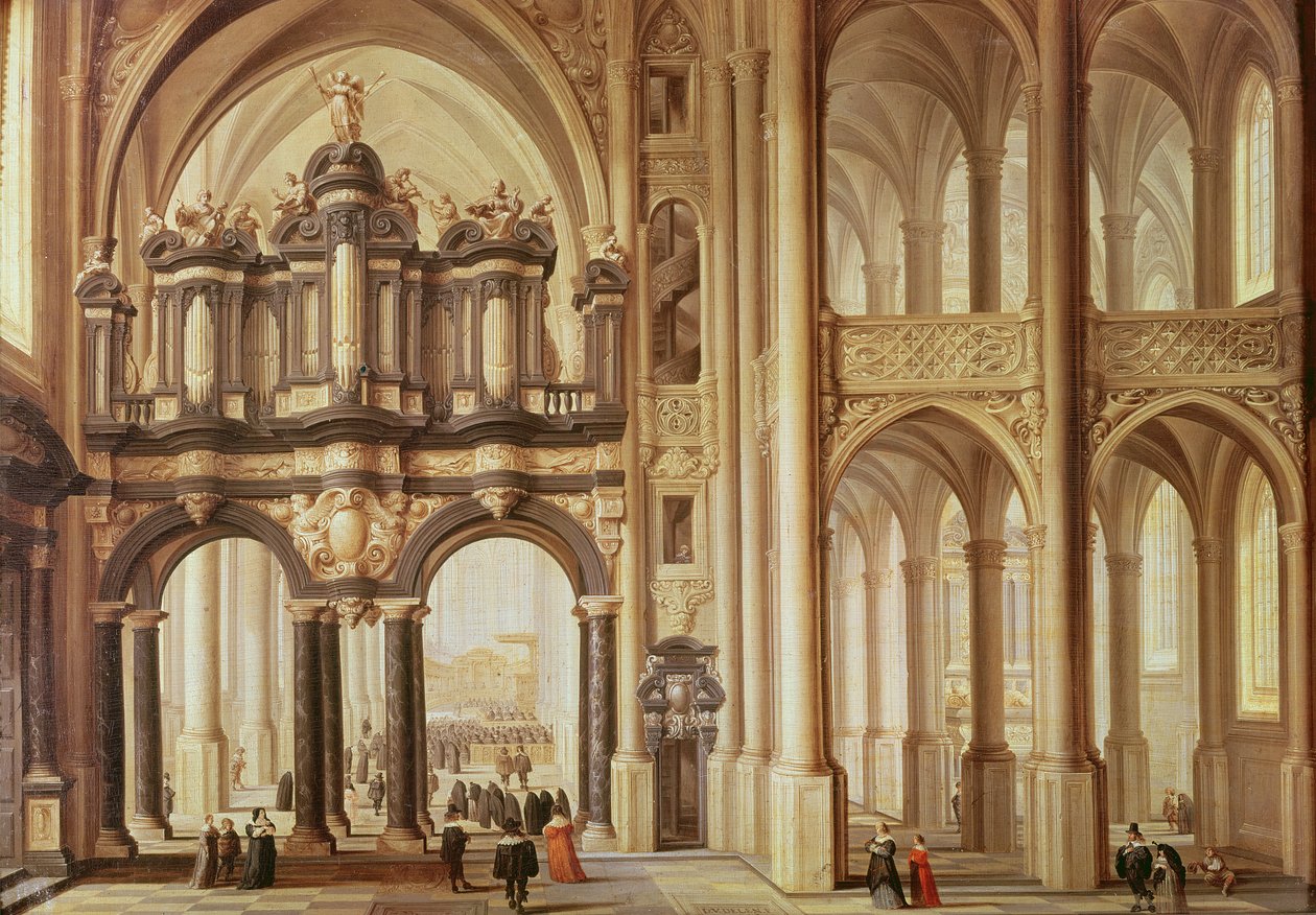 Interior de una iglesia de Dirck van Delen