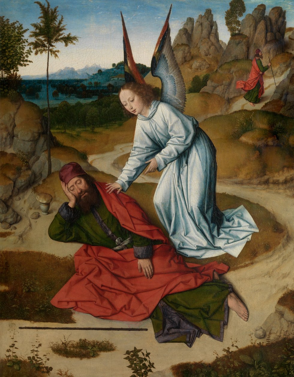Elías en el desierto, detalle del Retablo del Santísimo Sacramento, c.1464-68 (óleo sobre tabla) de Dirck Bouts