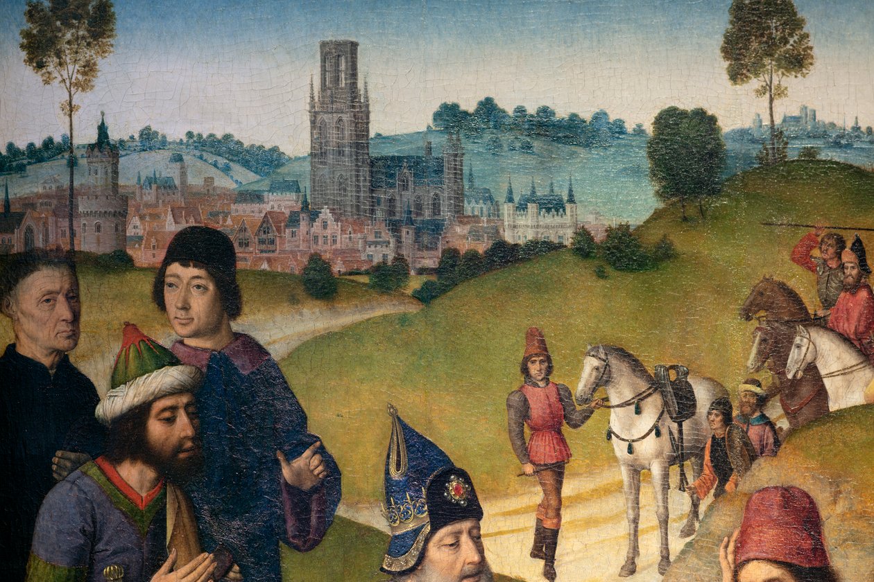 Iglesia parroquial (Parochiekerk Sint-Pieter). Pintura. La Última Cena. Dirk Bouts. 1464-1468. (detalle) de Dirck Bouts