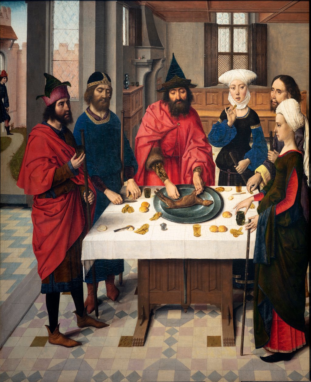 Iglesia parroquial (Parochiekerk Sint-Pieter). Pintura. La Última Cena. Dirk Bouts. 1464-1468. (detalle) de Dirck Bouts