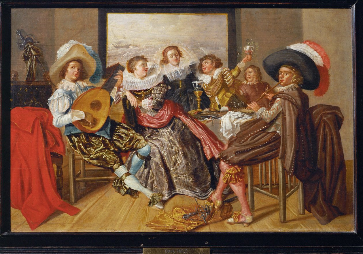Reunión galante - compañía gay ... de Dirck Hals