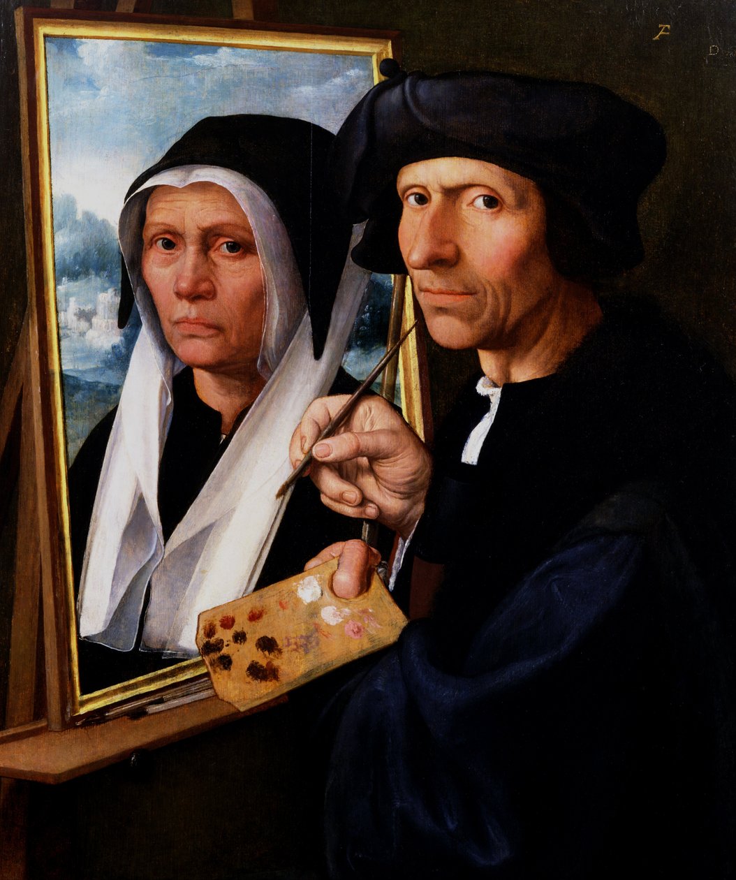 Jacob Cornelisz. van Oostsanen pinta un retrato de su esposa de Dirck Jacobsz