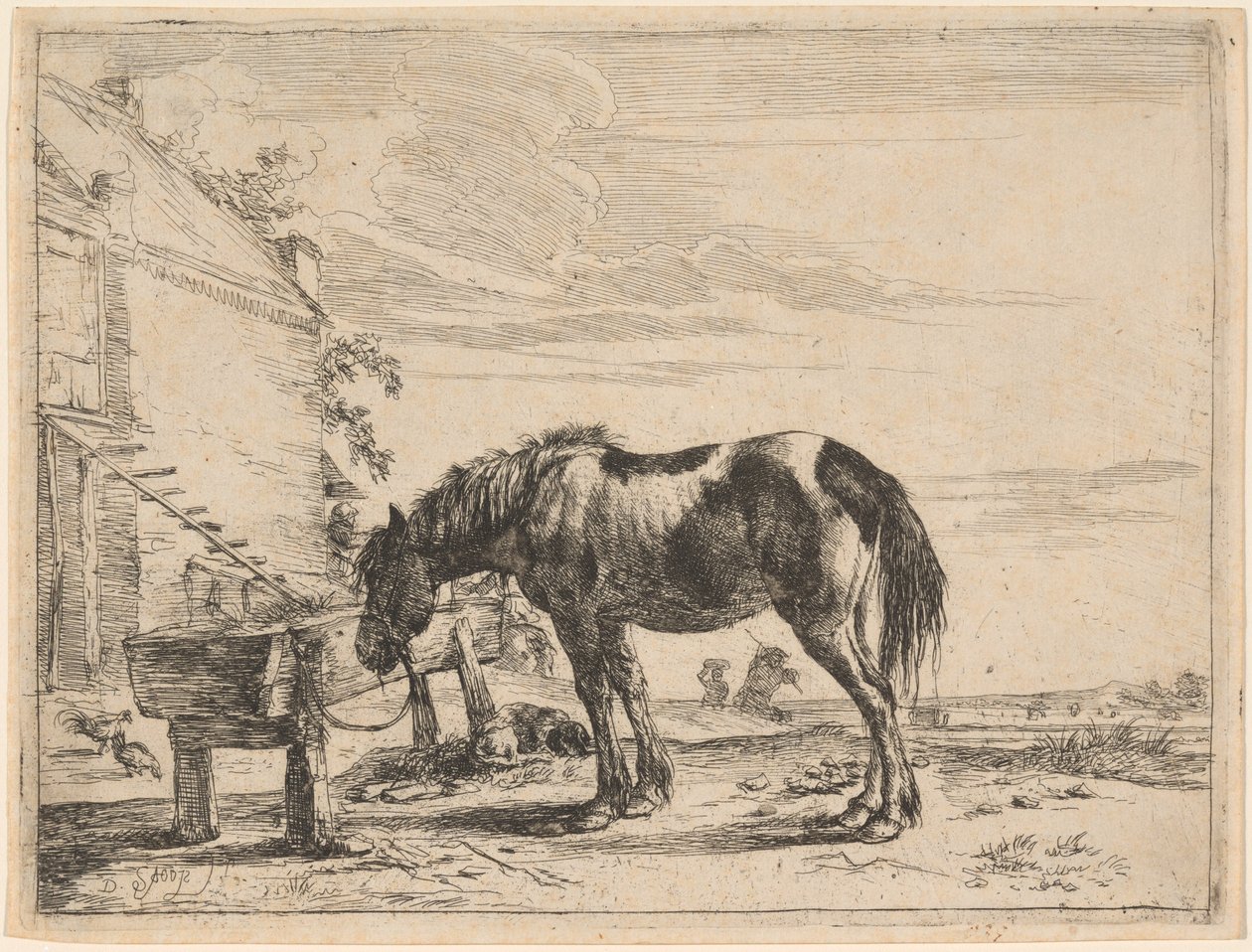 Un Caballo Atado a un Pesebre de Dirck Stoop