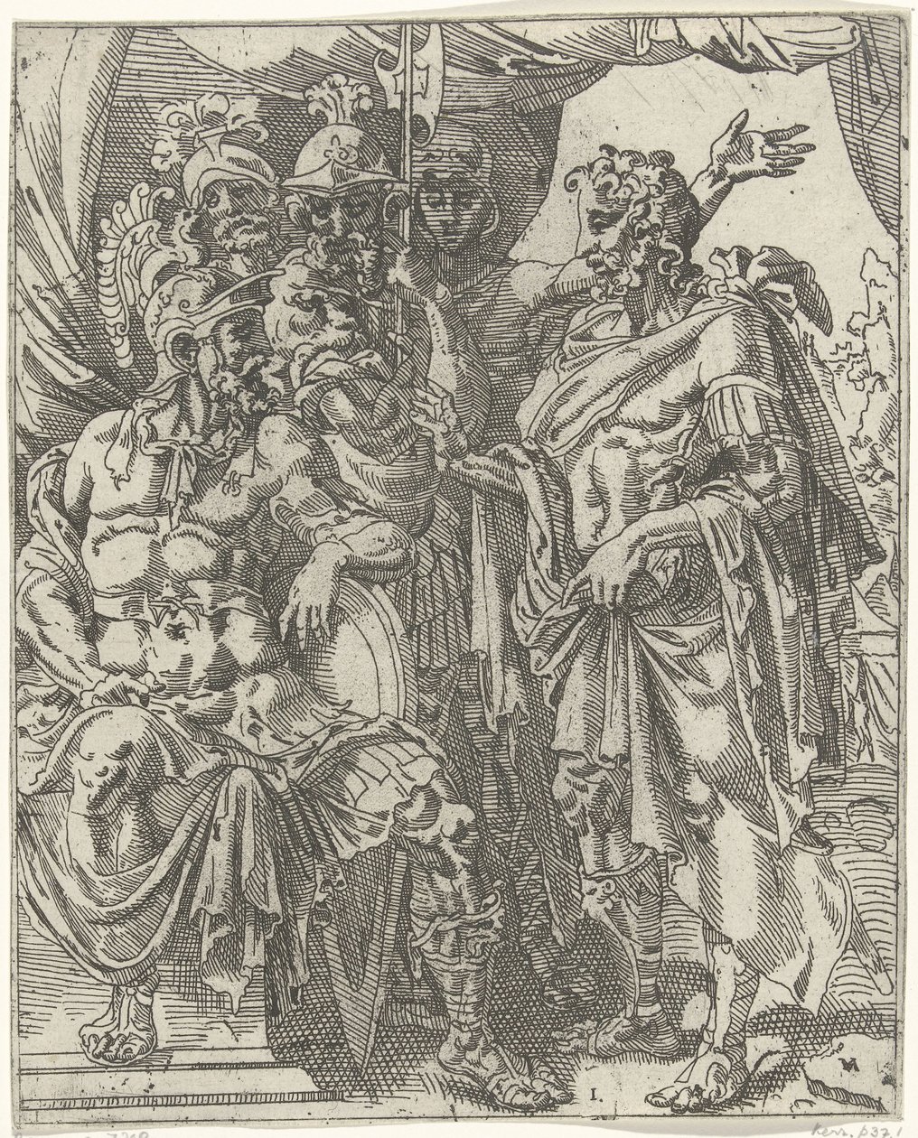 Achior le cuenta a Holofernes sobre los israelitas Judit y Holofernes (título de serie) de Dirck Volckertsz. Coornhert (attributed to)