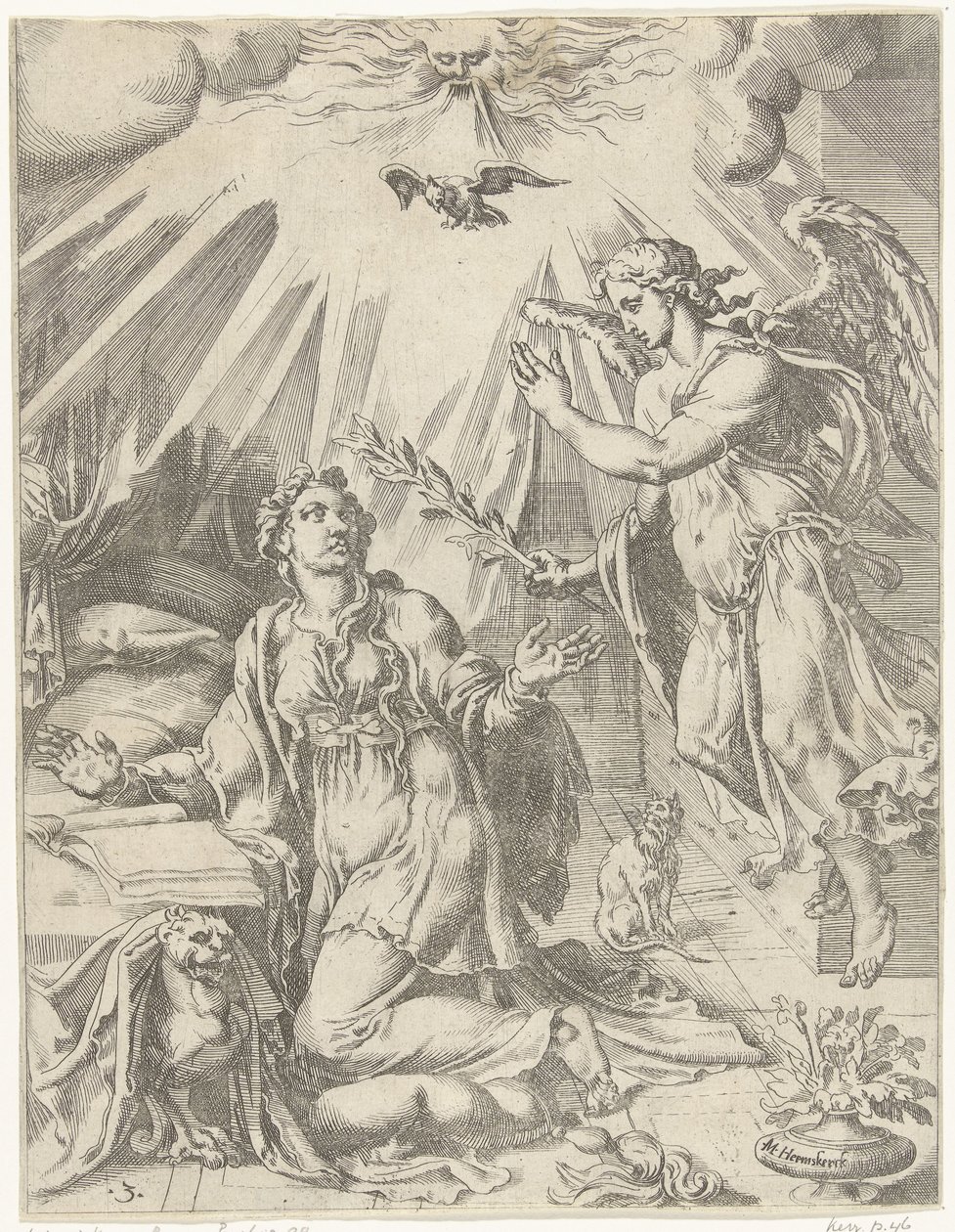 Anunciación La caída y la redención de la humanidad a través de la vida y la pasión de Cristo (título de la serie) de Dirck Volckertsz. Coornhert (attributed to)