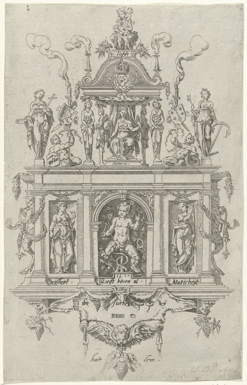 Blasón de la cámara de retórica de Haarlem De Wijngaertrancken de Dirck Volckertsz. Coornhert (attributed to)