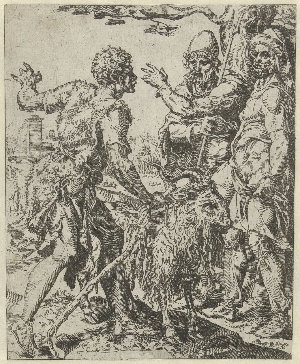 Chira buscando a la prostituta Historia de Judá y Tamar (título de la serie) de Dirck Volckertsz. Coornhert (attributed to)