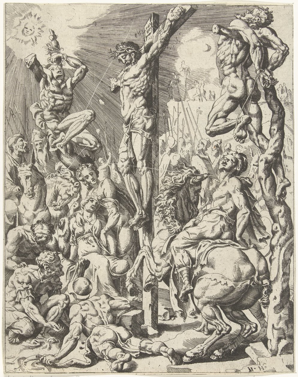 Cristo en la cruz La caída y la redención de la humanidad a través de la vida y la pasión de Cristo (título de la serie) de Dirck Volckertsz. Coornhert (attributed to)