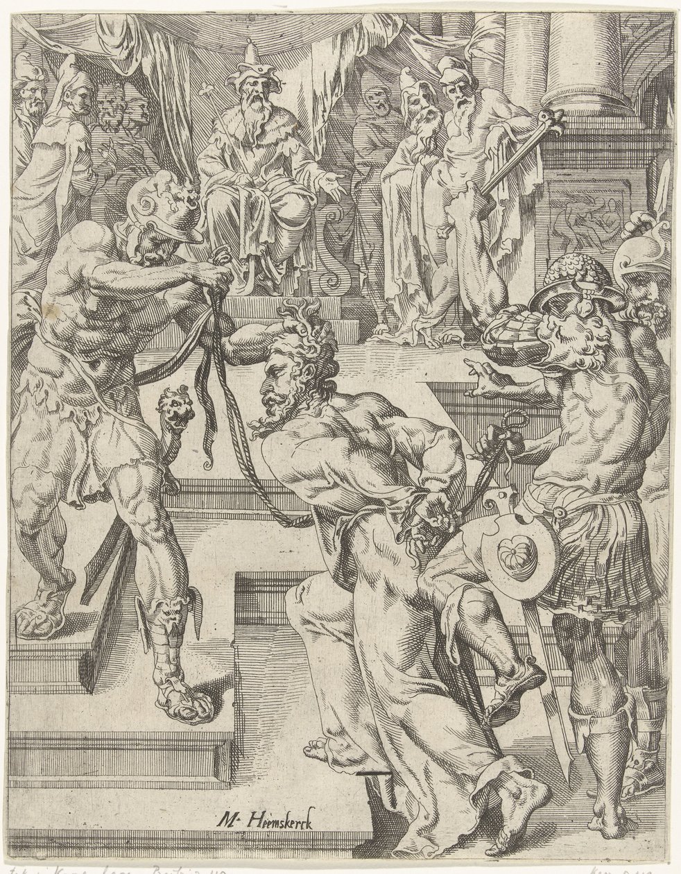 Cristo ante Caifás La caída y la redención de la humanidad a través de la vida y la pasión de Cristo (título de la serie) de Dirck Volckertsz. Coornhert (attributed to)