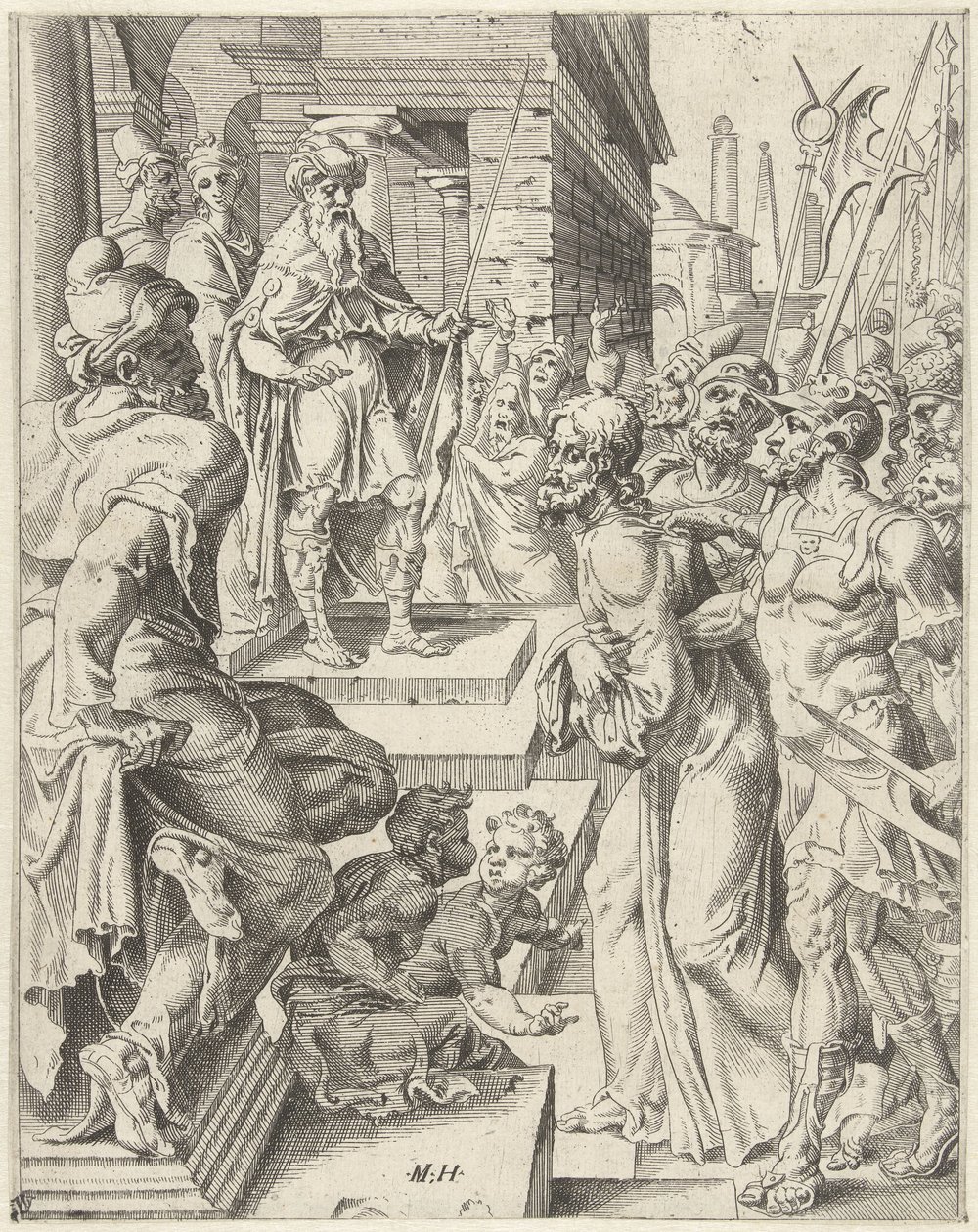 Cristo ante Pilato La caída y la redención de la humanidad a través de la vida y la pasión de Cristo (título de la serie) de Dirck Volckertsz. Coornhert (attributed to)