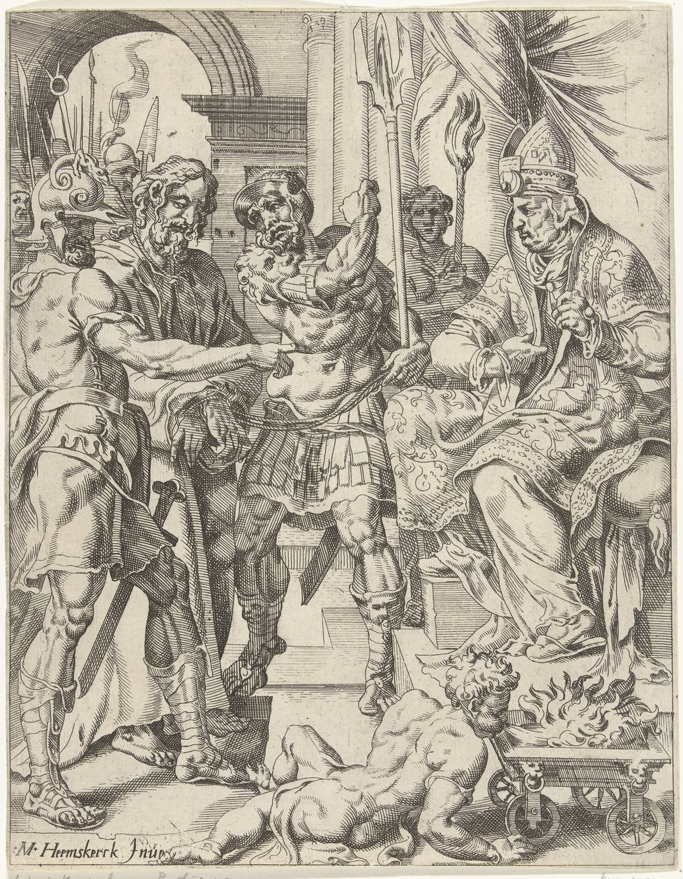 Cristo ante el sumo sacerdote Anás La caída y la redención de la humanidad a través de la vida y la pasión de Cristo (título de la serie) de Dirck Volckertsz. Coornhert (attributed to)