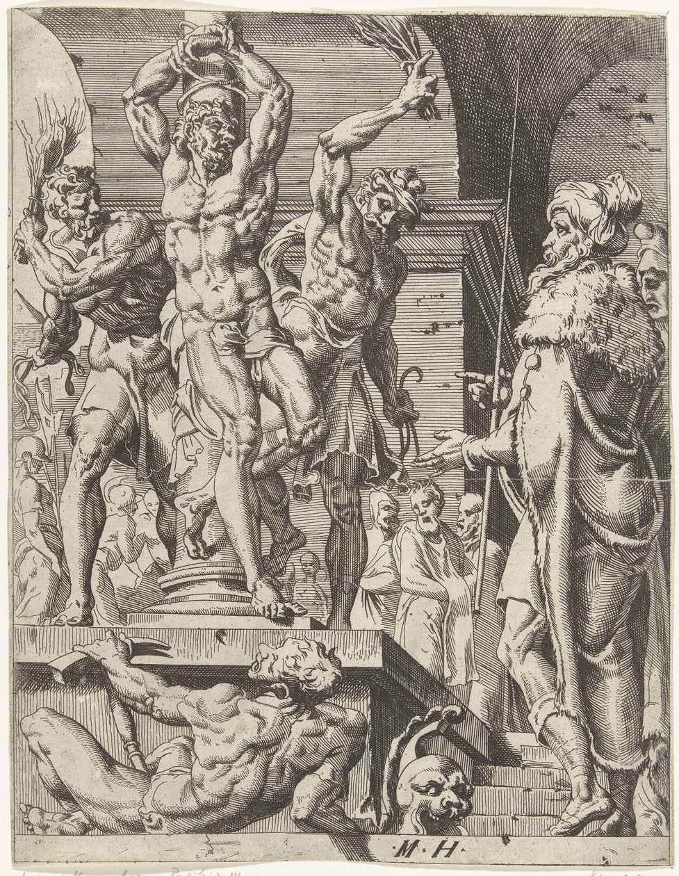 Flagelación de Cristo La caída y la redención de la humanidad a través de la vida y la pasión de Cristo (título de la serie) de Dirck Volckertsz. Coornhert (attributed to)
