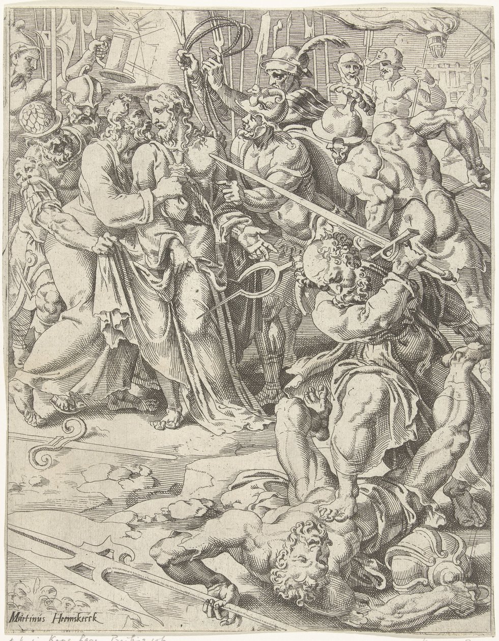 Beso de Judas y Arresto de Cristo La caída y la redención de la humanidad a través de la vida y la pasión de Cristo (título de la serie) de Dirck Volckertsz. Coornhert (attributed to)