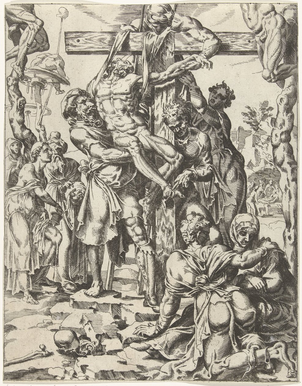 Descenso de la Cruz La caída y la redención de la humanidad a través de la vida y la pasión de Cristo (título de la serie) de Dirck Volckertsz. Coornhert (attributed to)