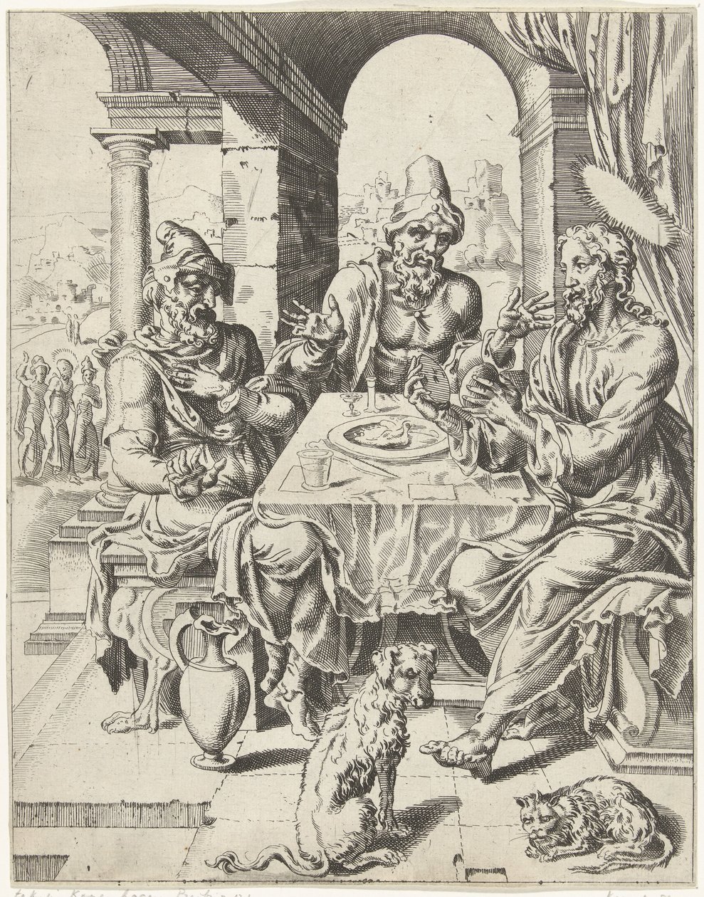 Comida en Emaús La caída y la redención de la humanidad a través de la vida y la pasión de Cristo (título de la serie) de Dirck Volckertsz. Coornhert (attributed to)